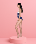 Load image into Gallery viewer, LOW LEG SQUARE NECK PANELLED HALTER ONE PIECE