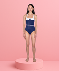 Load image into Gallery viewer, LOW LEG SQUARE NECK PANELLED HALTER ONE PIECE