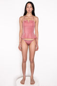 Load image into Gallery viewer, Model wearing Ataya Reversible Tie Side Pant in Teal / Dusty Rose
