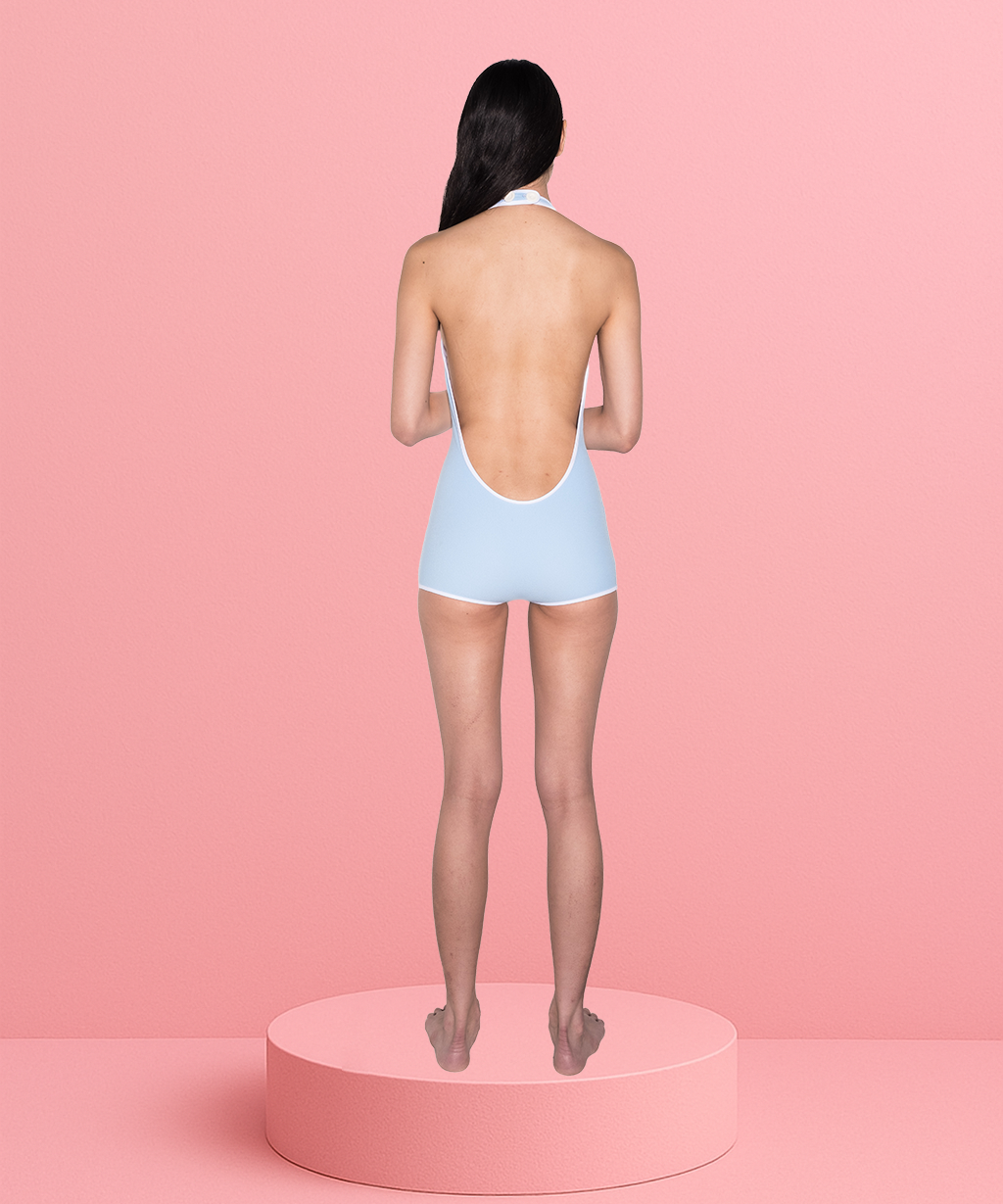 RETRO LOW LEG PLUNGE BACK ONE PIECE