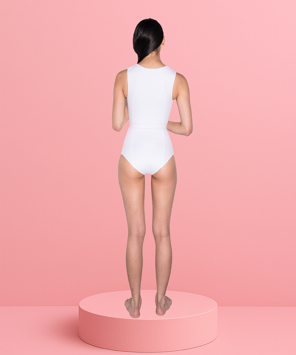 SQUARE NECK WIDE SHOULDER PANELLED ONE PIECE