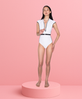 Load image into Gallery viewer, CONTRAST CAP SLEEVE ZIP FRONT ONE PIECE
