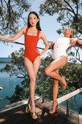 Load image into Gallery viewer, SQUARE NECK WIDE SHOULDER PANELLED ONE PIECE
