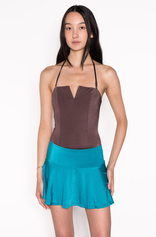 Model wearing Hipster Flip Skirt in Teal